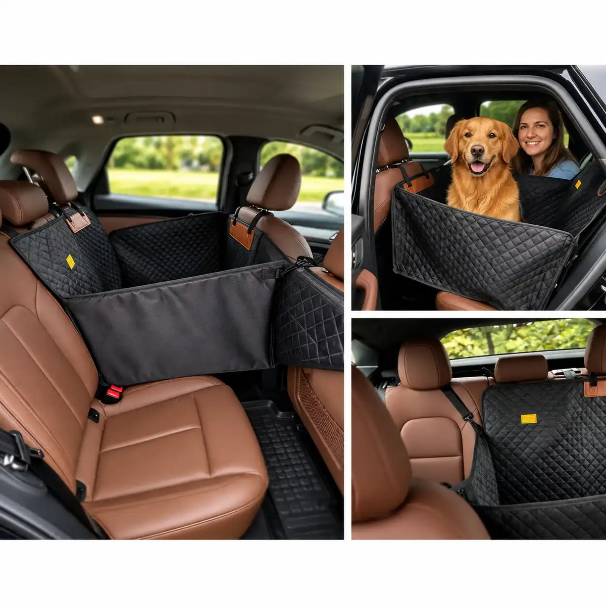 Dog Car Seat Cover With Hard Bottom - Foldable Full 2/3 1/3 of the Seat
