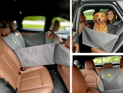 Dog Car Seat Cover With Hard Bottom - Foldable Full 2/3 1/3 of the Seat
