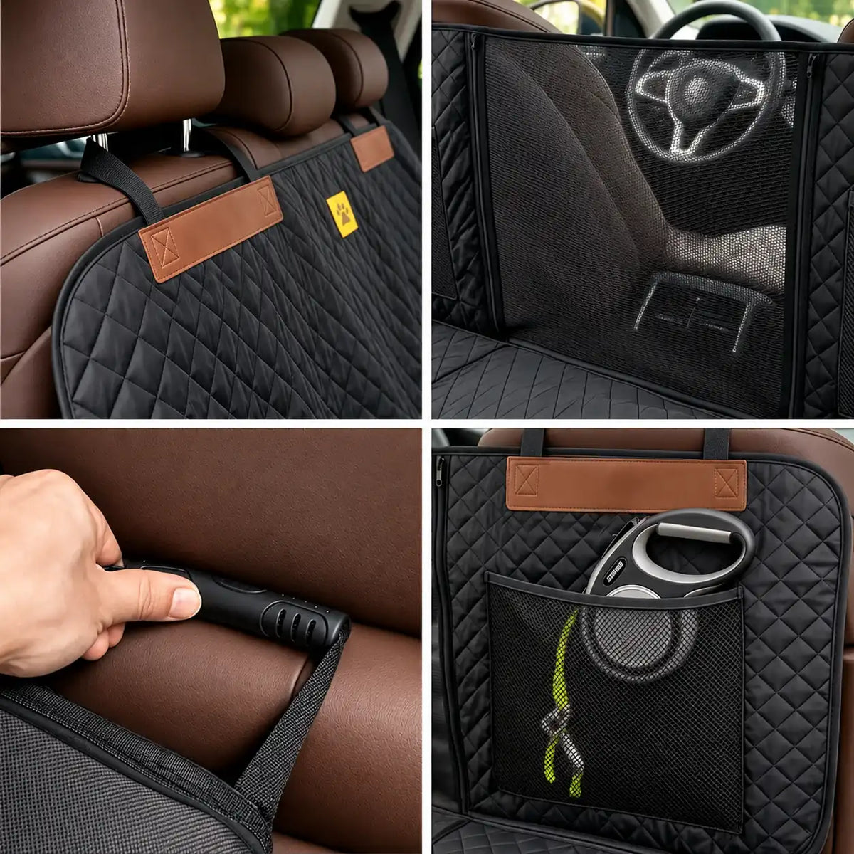 Dog Car Seat Cover With Hard Bottom - Foldable Full 2/3 1/3 of the Seat