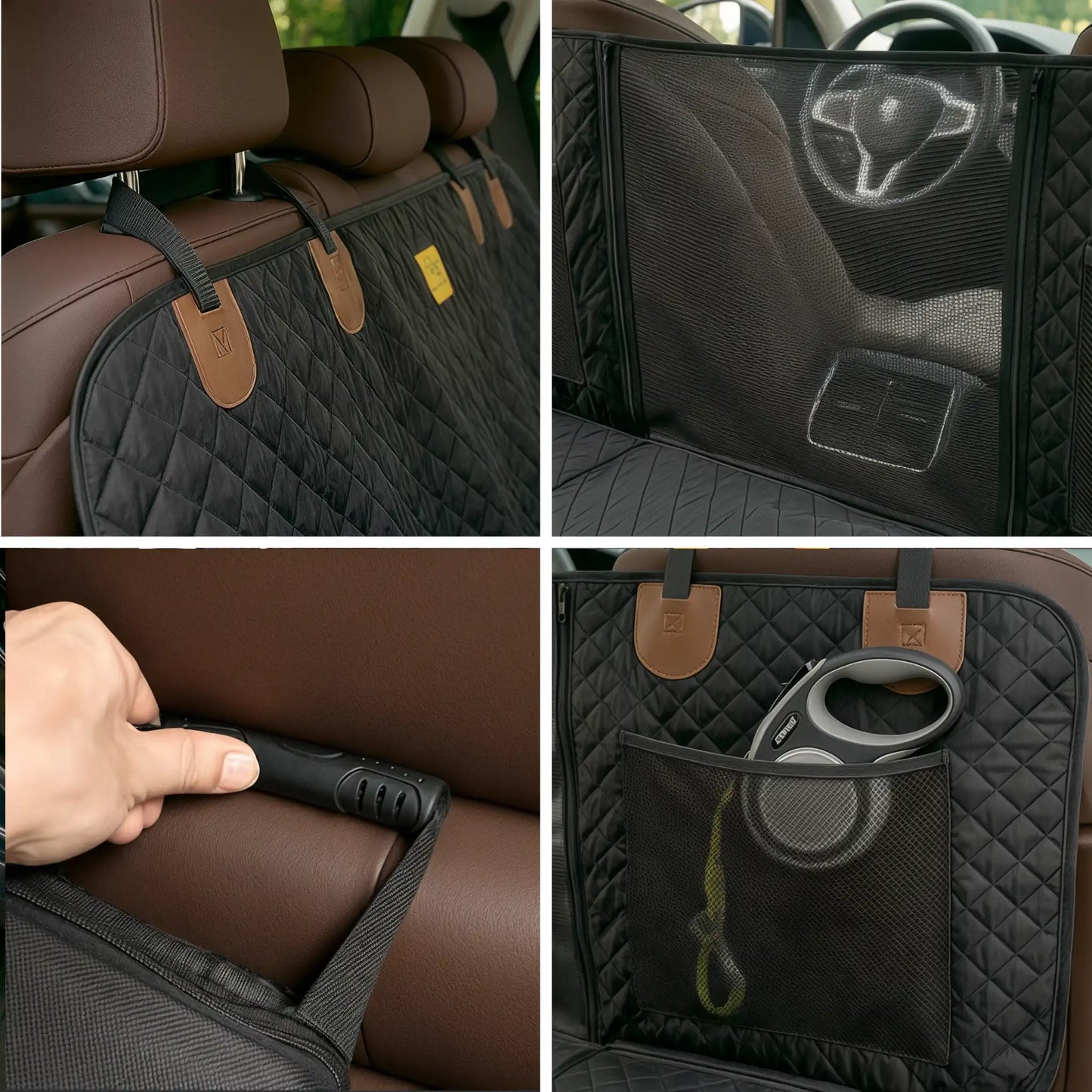 Dog Car Seat Cover With Hard Bottom - Foldable Full 2/3 1/3 of the Seat
