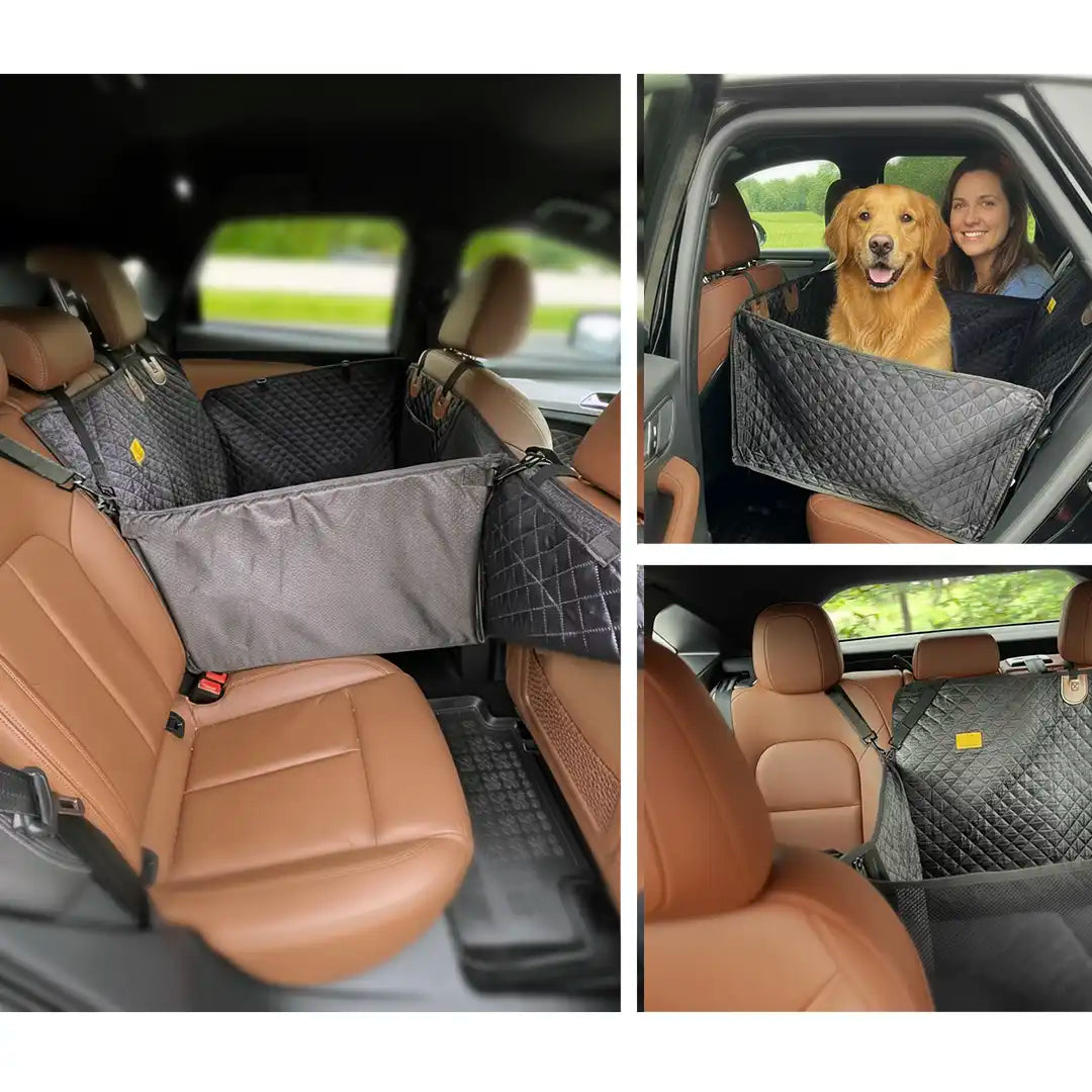 Dog Car Seat Cover With Hard Bottom - Foldable Full 2/3 1/3 of the Seat
