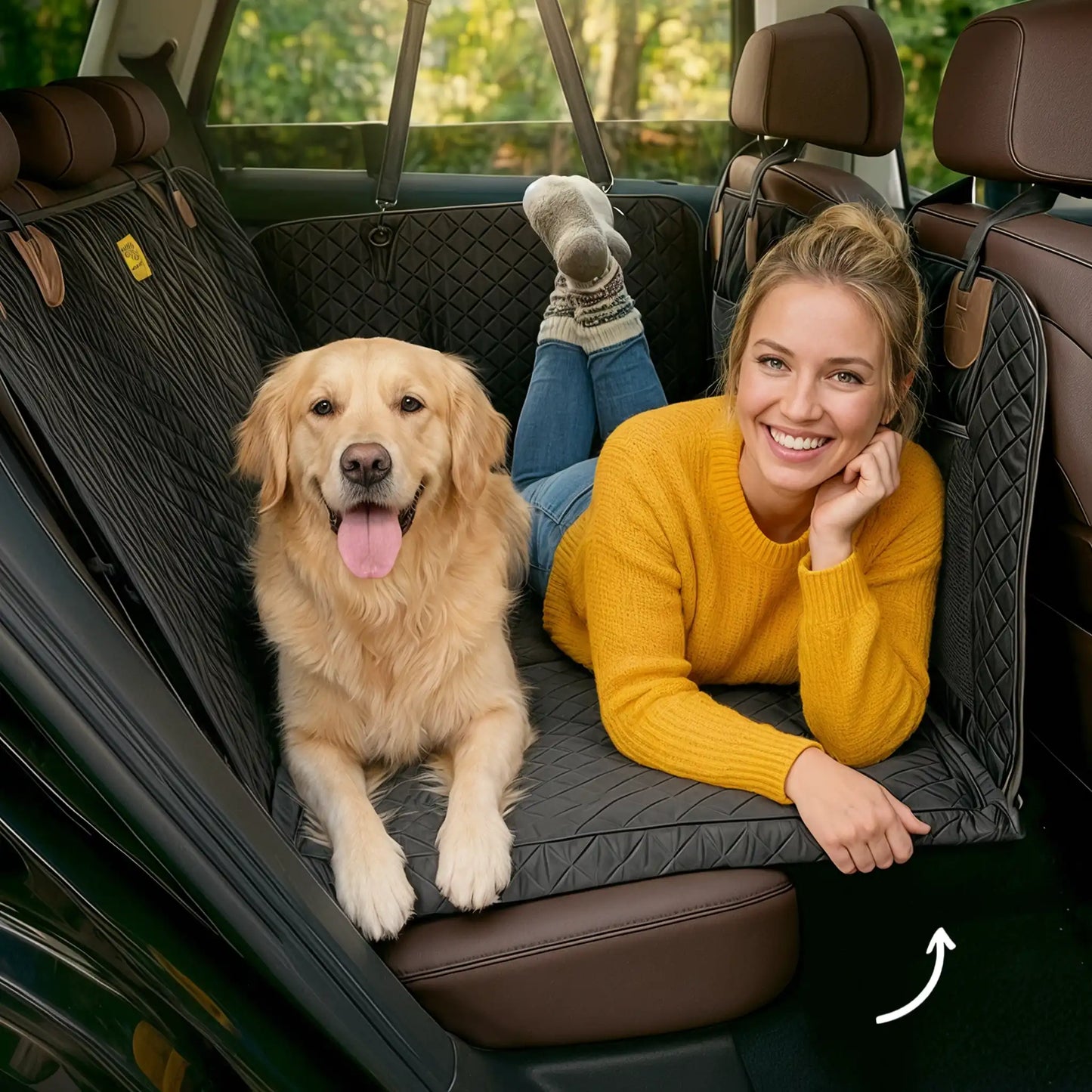 Dog Car Seat Cover With Hard Bottom - Foldable Full 2/3 1/3 of the Seat